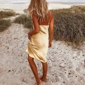 Spell Boudoir Silk Slip Dress in Maigold